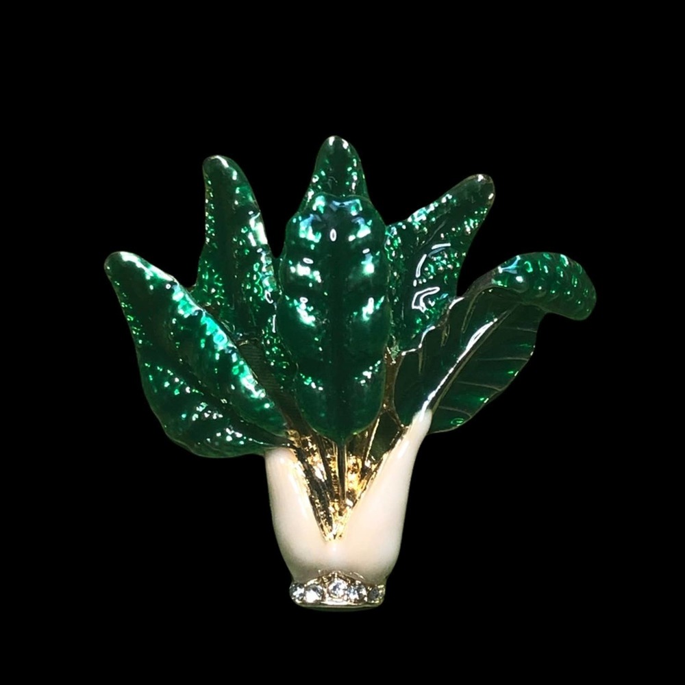 Bok Choy enamel fashion brooch